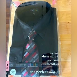 Men's Black Shirt and Tie Set - Size 3XL 34/35 - Size 19 Collar